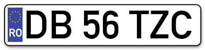 Placuta inmatriculare numar auto  DB-56-TZC, DB 56 TZC, DB56TZC