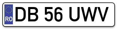Placuta inmatriculare numar auto  DB-56-UWV, DB 56 UWV, DB56UWV