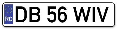 Placuta inmatriculare numar auto  DB-56-WIV, DB 56 WIV, DB56WIV