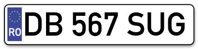Placuta inmatriculare numar auto  DB-567-SUG, DB 567 SUG, DB567SUG