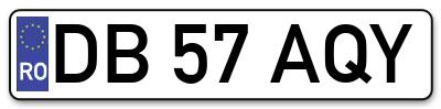 Placuta inmatriculare numar auto  DB-57-AQY, DB 57 AQY, DB57AQY