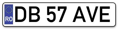 Placuta inmatriculare numar auto  DB-57-AVE, DB 57 AVE, DB57AVE