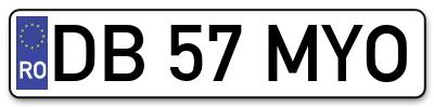 Placuta inmatriculare numar auto  DB-57-MYO, DB 57 MYO, DB57MYO