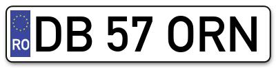 Placuta inmatriculare numar auto  DB-57-ORN, DB 57 ORN, DB57ORN