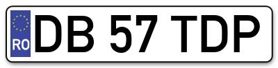 Placuta inmatriculare numar auto  DB-57-TDP, DB 57 TDP, DB57TDP
