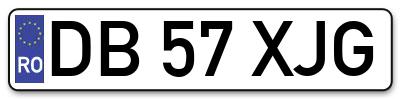 Placuta inmatriculare numar auto  DB-57-XJG, DB 57 XJG, DB57XJG