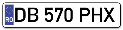 Placuta inmatriculare numar auto  DB-570-PHX, DB 570 PHX, DB570PHX