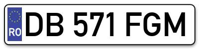 Placuta inmatriculare numar auto  DB-571-FGM, DB 571 FGM, DB571FGM