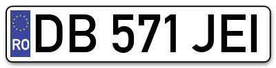 Placuta inmatriculare numar auto  DB-571-JEI, DB 571 JEI, DB571JEI