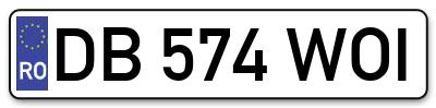 Placuta inmatriculare numar auto  DB-574-WOI, DB 574 WOI, DB574WOI