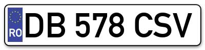 Placuta inmatriculare numar auto  DB-578-CSV, DB 578 CSV, DB578CSV