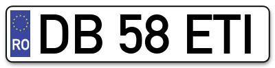 Placuta inmatriculare numar auto  DB-58-ETI, DB 58 ETI, DB58ETI
