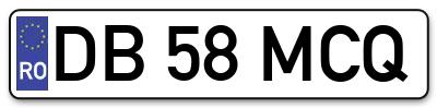 Placuta inmatriculare numar auto  DB-58-MCQ, DB 58 MCQ, DB58MCQ