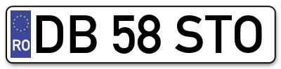 Placuta inmatriculare numar auto  DB-58-STO, DB 58 STO, DB58STO