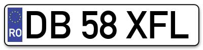 Placuta inmatriculare numar auto  DB-58-XFL, DB 58 XFL, DB58XFL