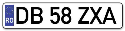 Placuta inmatriculare numar auto  DB-58-ZXA, DB 58 ZXA, DB58ZXA