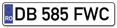 Placuta inmatriculare numar auto  DB-585-FWC, DB 585 FWC, DB585FWC