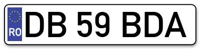 Placuta inmatriculare numar auto  DB-59-BDA, DB 59 BDA, DB59BDA