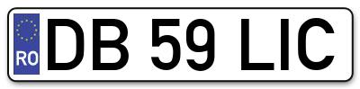 Placuta inmatriculare numar auto  DB-59-LIC, DB 59 LIC, DB59LIC