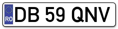 Placuta inmatriculare numar auto  DB-59-QNV, DB 59 QNV, DB59QNV