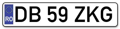 Placuta inmatriculare numar auto  DB-59-ZKG, DB 59 ZKG, DB59ZKG