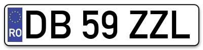 Placuta inmatriculare numar auto  DB-59-ZZL, DB 59 ZZL, DB59ZZL