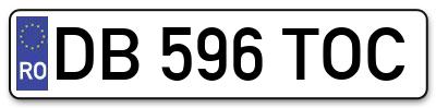 Placuta inmatriculare numar auto  DB-596-TOC, DB 596 TOC, DB596TOC