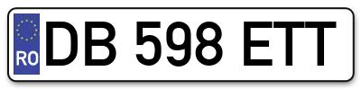 Placuta inmatriculare numar auto  DB-598-ETT, DB 598 ETT, DB598ETT