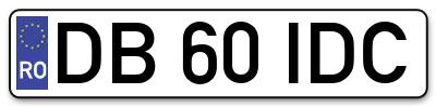 Placuta inmatriculare numar auto  DB-60-IDC, DB 60 IDC, DB60IDC