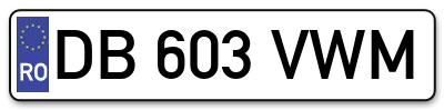 Placuta inmatriculare numar auto  DB-603-VWM, DB 603 VWM, DB603VWM