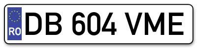 Placuta inmatriculare numar auto  DB-604-VME, DB 604 VME, DB604VME