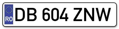 Placuta inmatriculare numar auto  DB-604-ZNW, DB 604 ZNW, DB604ZNW