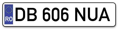 Placuta inmatriculare numar auto  DB-606-NUA, DB 606 NUA, DB606NUA