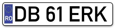 Placuta inmatriculare numar auto  DB-61-ERK, DB 61 ERK, DB61ERK