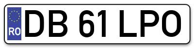 Placuta inmatriculare numar auto  DB-61-LPO, DB 61 LPO, DB61LPO