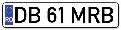 Placuta inmatriculare numar auto  DB-61-MRB, DB 61 MRB, DB61MRB