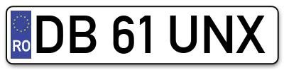 Placuta inmatriculare numar auto  DB-61-UNX, DB 61 UNX, DB61UNX