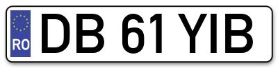 Placuta inmatriculare numar auto  DB-61-YIB, DB 61 YIB, DB61YIB