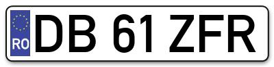 Placuta inmatriculare numar auto  DB-61-ZFR, DB 61 ZFR, DB61ZFR
