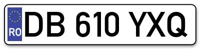 Placuta inmatriculare numar auto  DB-610-YXQ, DB 610 YXQ, DB610YXQ