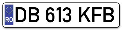 Placuta inmatriculare numar auto  DB-613-KFB, DB 613 KFB, DB613KFB