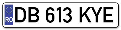Placuta inmatriculare numar auto  DB-613-KYE, DB 613 KYE, DB613KYE