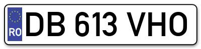 Placuta inmatriculare numar auto  DB-613-VHO, DB 613 VHO, DB613VHO
