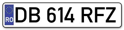 Placuta inmatriculare numar auto  DB-614-RFZ, DB 614 RFZ, DB614RFZ