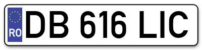 Placuta inmatriculare numar auto  DB-616-LIC, DB 616 LIC, DB616LIC