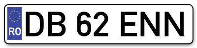 Placuta inmatriculare numar auto  DB-62-ENN, DB 62 ENN, DB62ENN