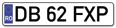 Placuta inmatriculare numar auto  DB-62-FXP, DB 62 FXP, DB62FXP