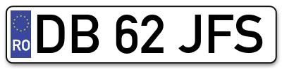 Placuta inmatriculare numar auto  DB-62-JFS, DB 62 JFS, DB62JFS