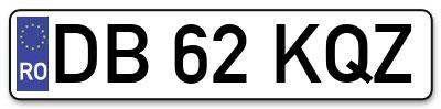 Placuta inmatriculare numar auto  DB-62-KQZ, DB 62 KQZ, DB62KQZ