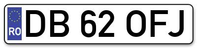 Placuta inmatriculare numar auto  DB-62-OFJ, DB 62 OFJ, DB62OFJ